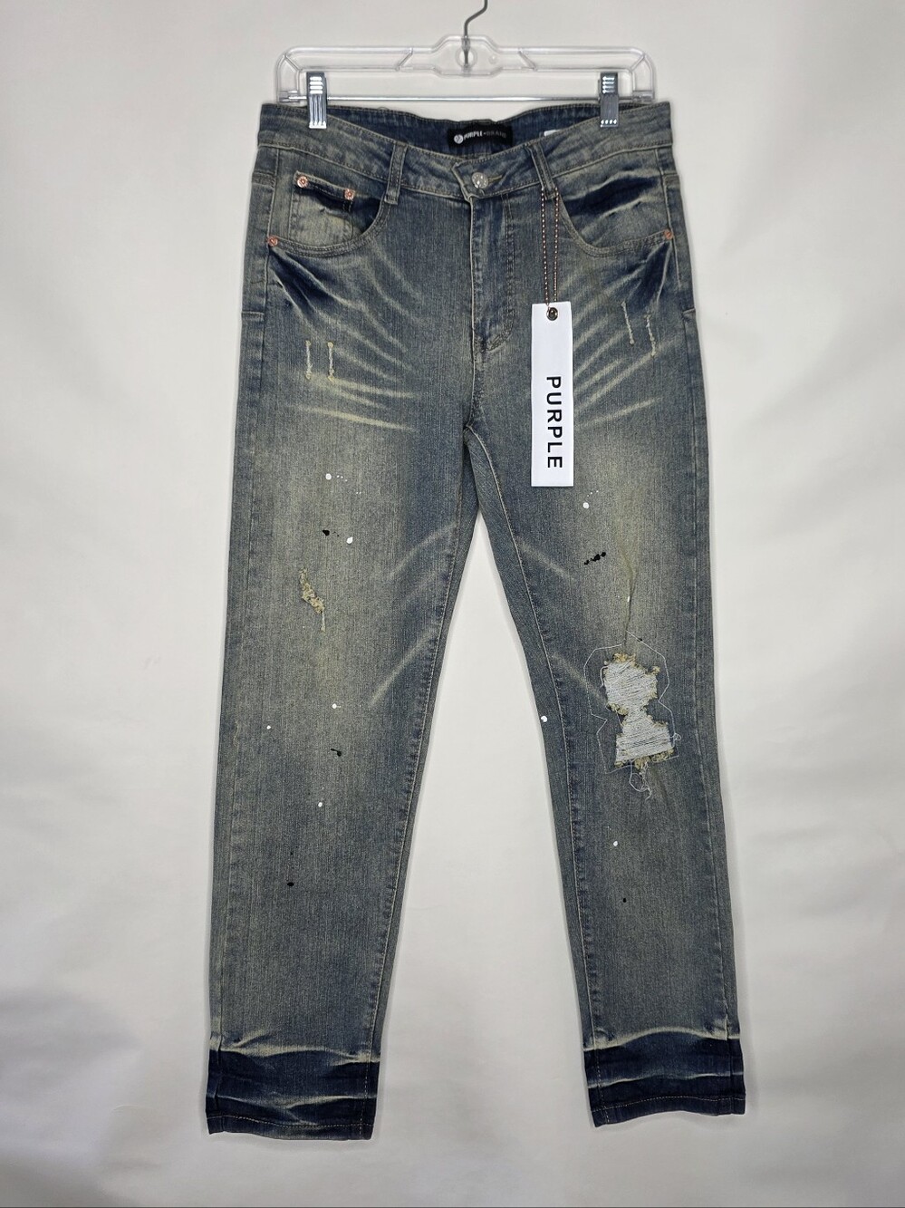 Purple Brand Paint Splatter Jeans Size W-30 Distressed Faded Denim Edgy NEW - Picture 16 of 16